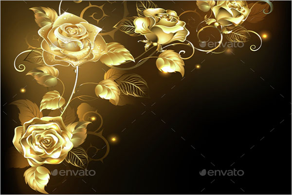 Gold Rose on Dark Background