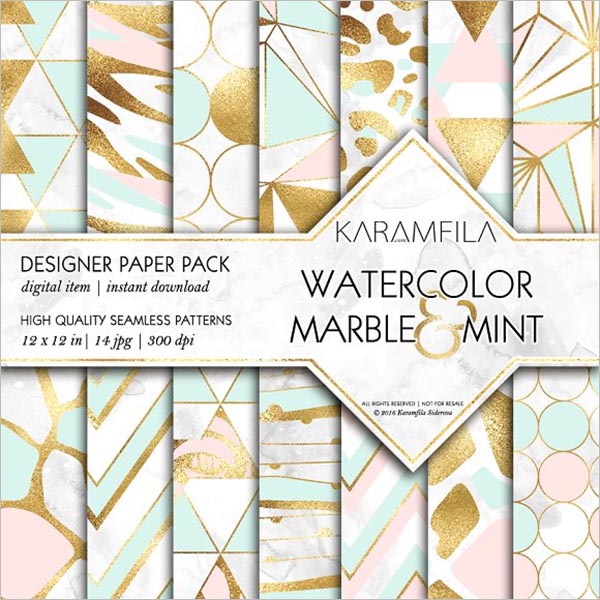 Marble Pink Mint & Gold Backgrounds