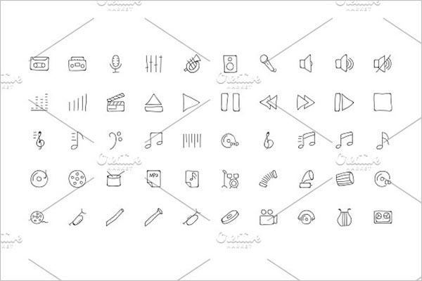 Music Hand Drawn Doodle Icons