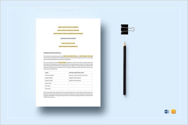 New Business Project Report Word Template