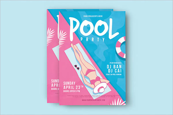 Pool Party Flyer TemplateÂ 