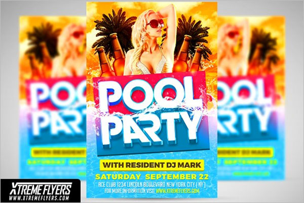 Resident Pool Party Flyer Design