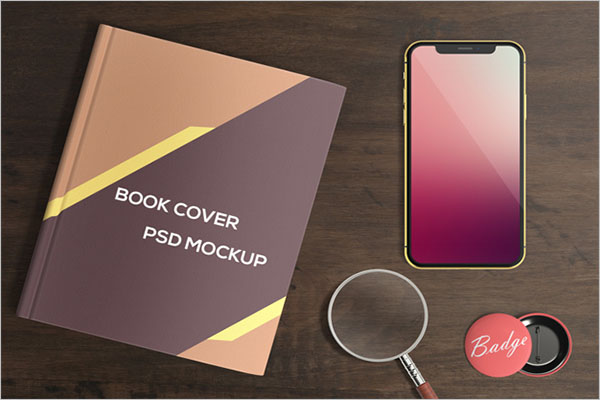 Smartphone and book cover mockupÂ 