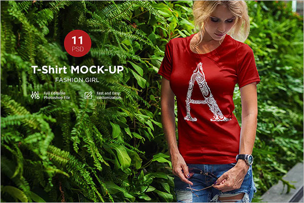 T-Shirt Mock-Up Fashion Girl