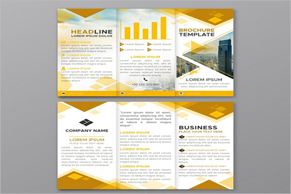 Yellow trifold business brochure Template