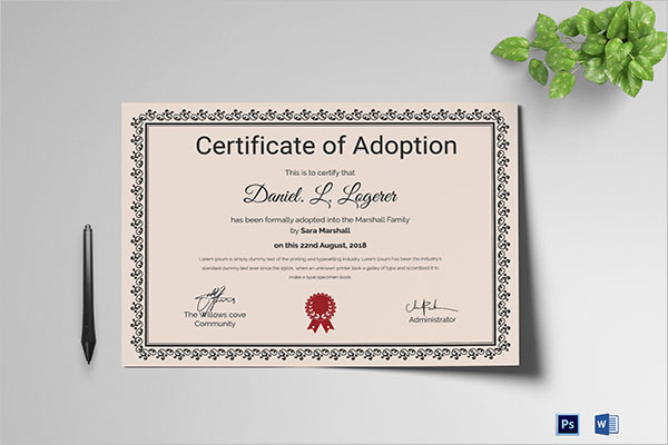 Best Adoption Certificate Template