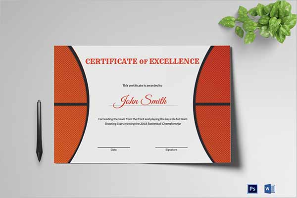 Modern Basketball Certificate Templates