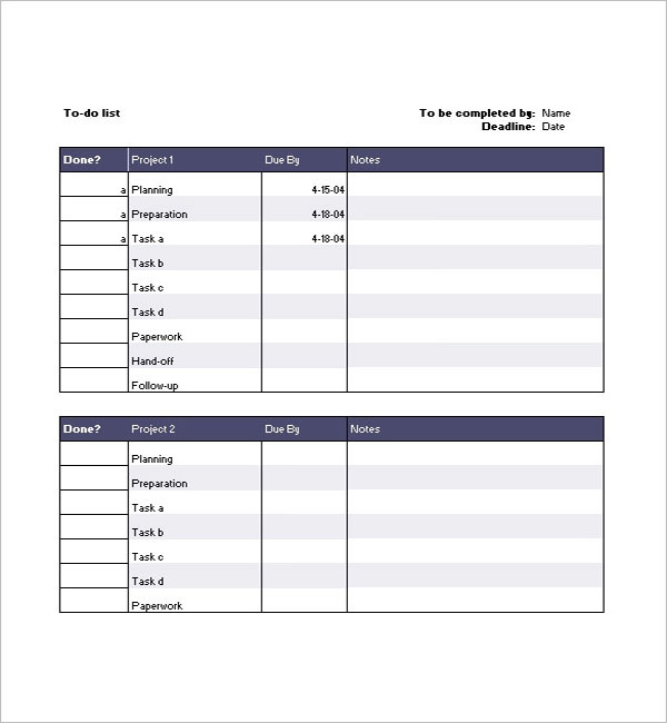 17+ Project Task List Templates Free Excel, Word, PDF Examples