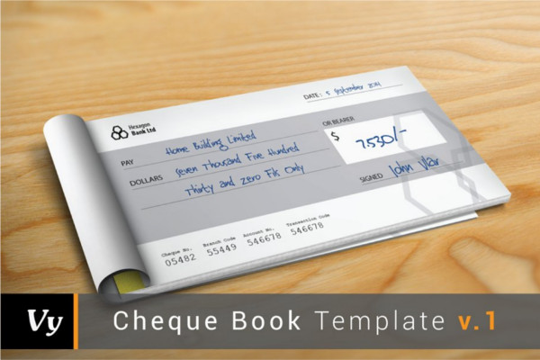 Cheque Check Book Template