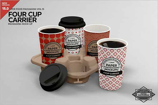 Coffee Cup Carrier Packaging Mockup