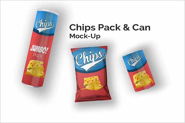 Collection Of Chips Bag Mockup