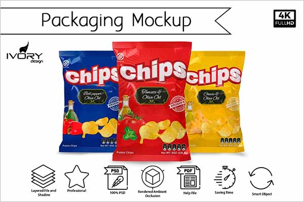 Editable Chips Bag Mockup Design