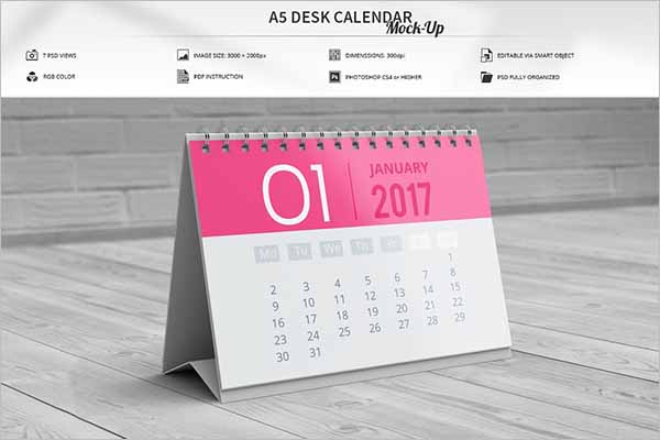 Latest Desk Calendar Mockup Template