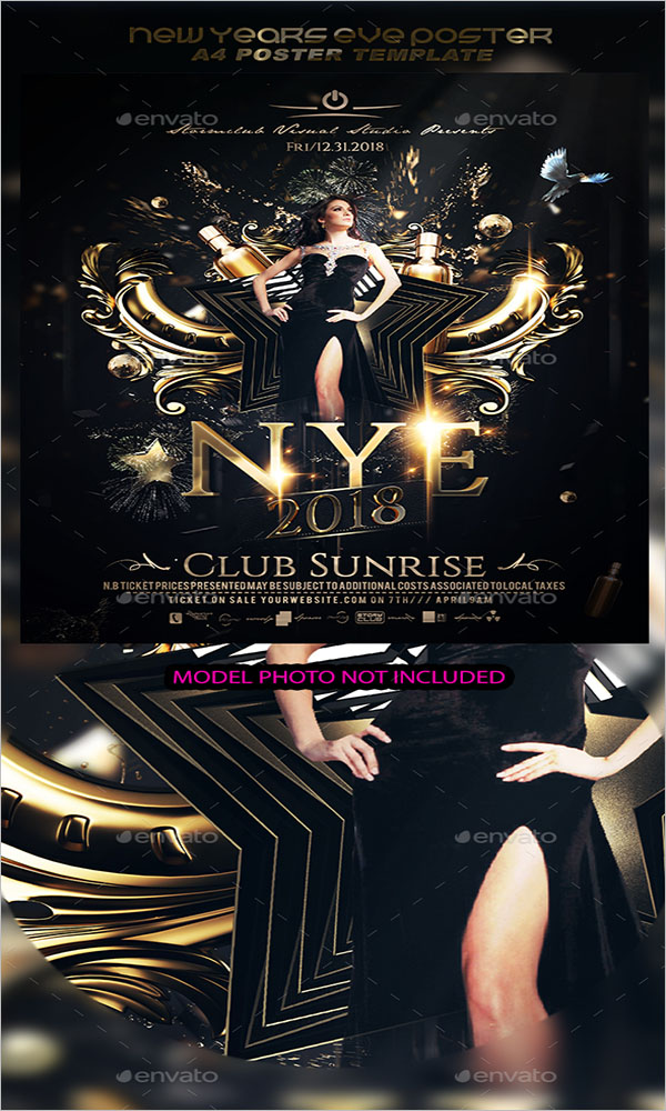 New Years Club Eve Poster Template