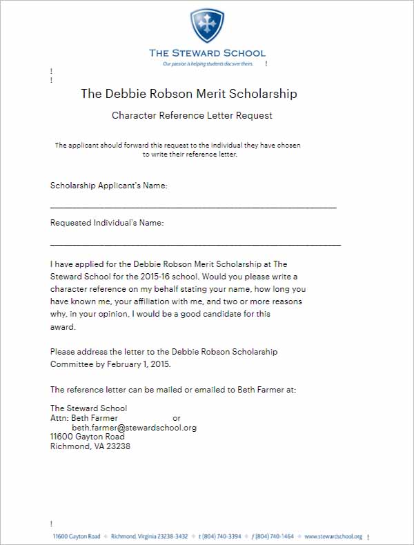 Reference Letter For Scholarship