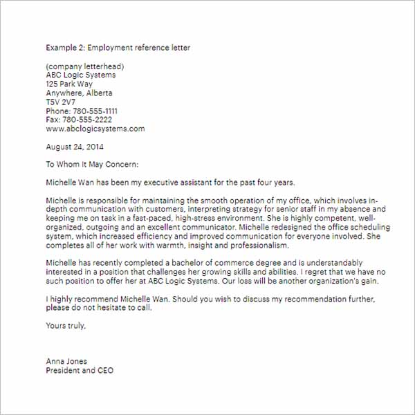 Reference Letter From Job