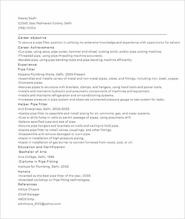 Resume Outline Worksheet