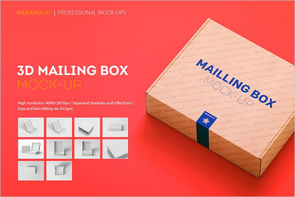 Shipping Gift Box Mockup