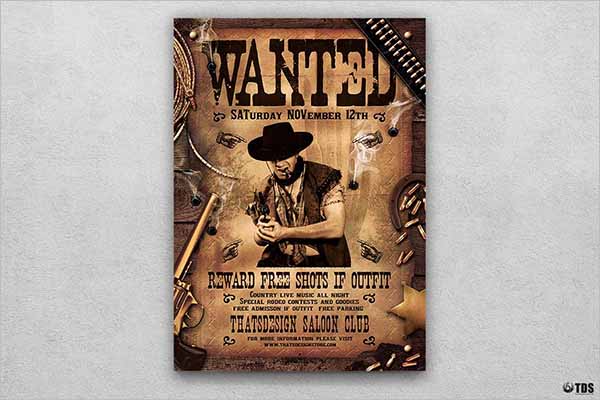 Wanted Western Party Flyer Template