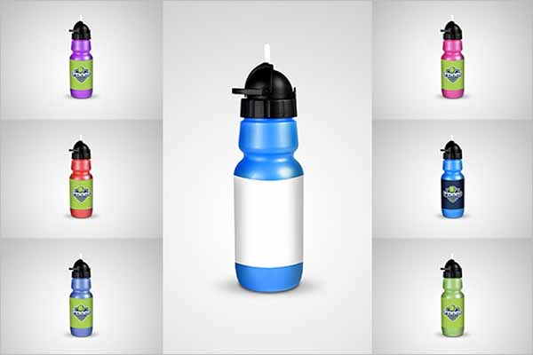 Water Bottle Mockup With Label Design