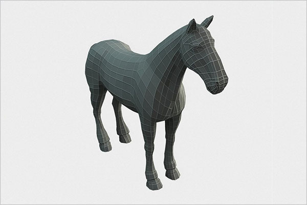 3D Horse Low Poly Base Mesh