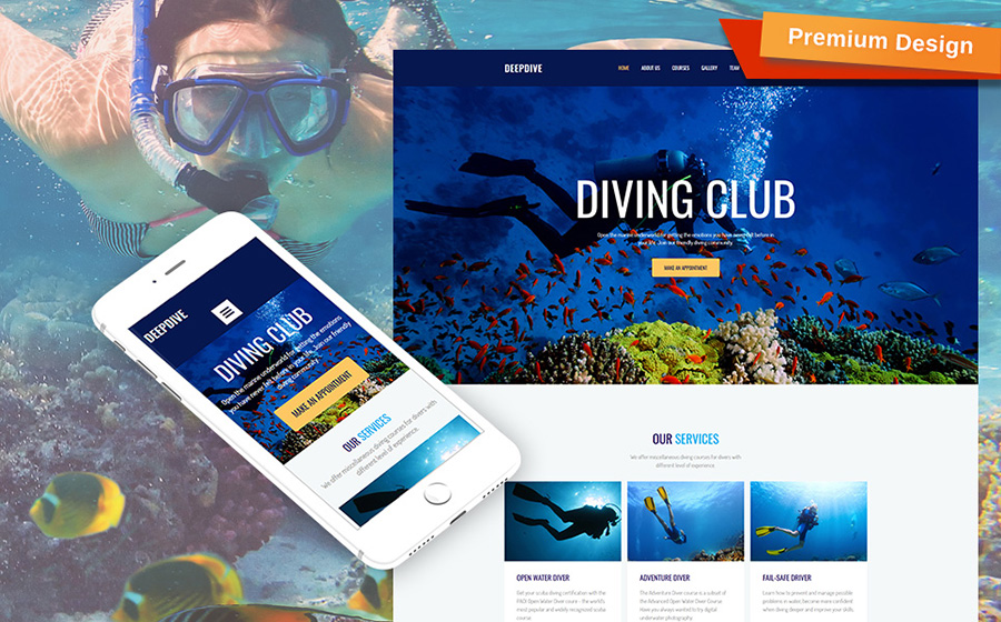 Diving Moto CMS 3 Template