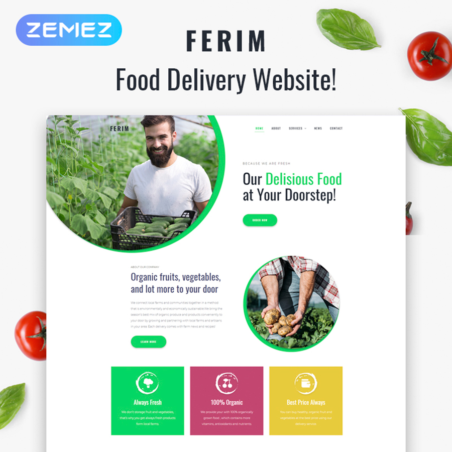 Ferim - Food Delivery Multipurpose Minimal Elementor WordPress Theme