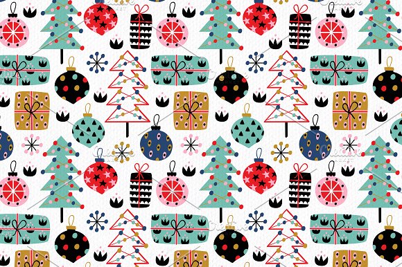 Christmas decorations pattern set