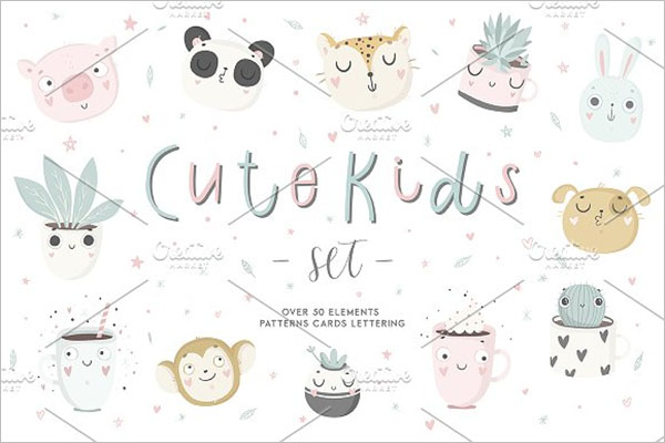 Cute Kids Set Design Postcard