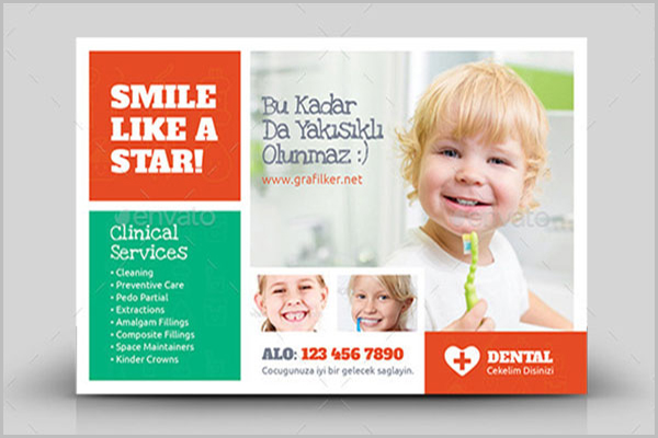 Kids Dental Postcard Design