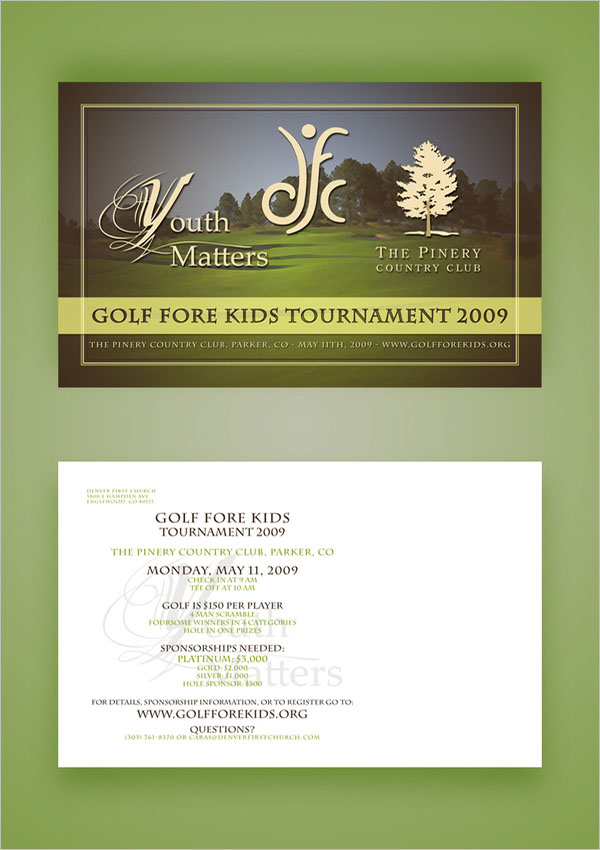 Kids Golf Fore Postcard Design