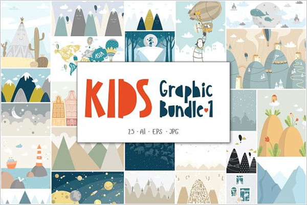 Kids Graphic Postcard Design