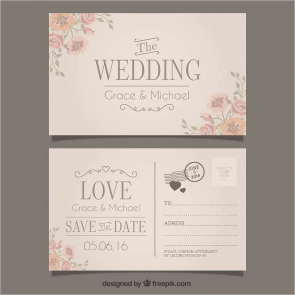  Wedding Invitation in Postcard Style 