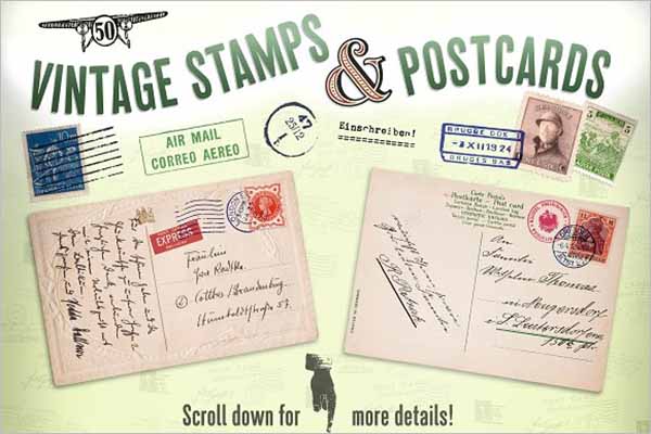 vintage invitation postcard Design