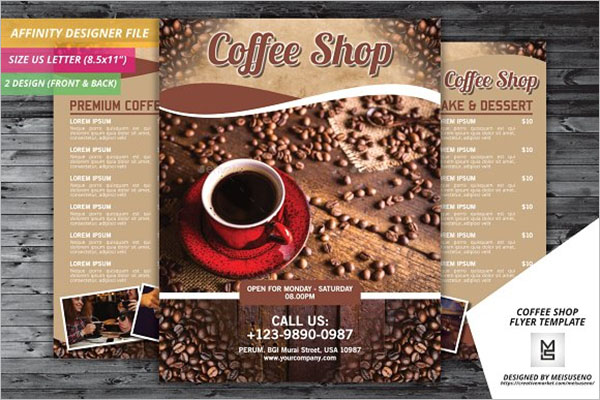 menu card Coffee Shop Flyer Design