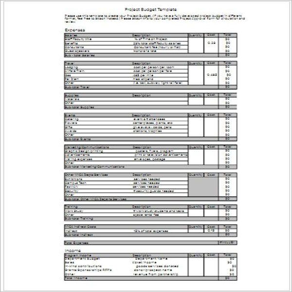 Financial Project Budget Template
