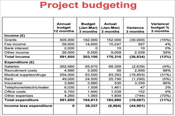 Planning Project Budget Template