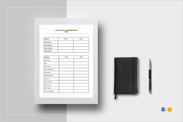 Blank Income Profit Statement Template