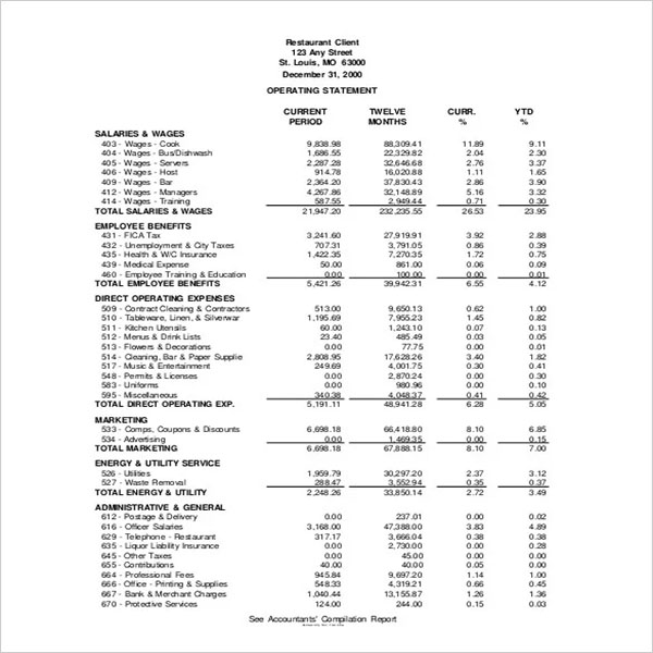 Blank Income Statement Template DOC