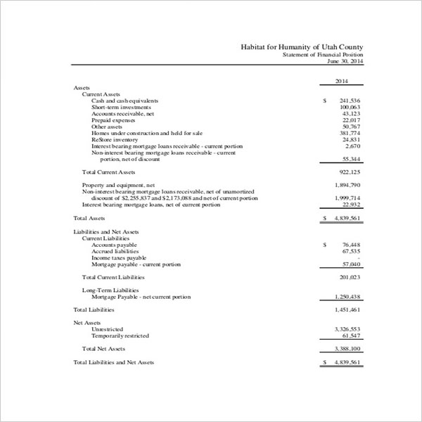 Blank Income Tax Statement Template