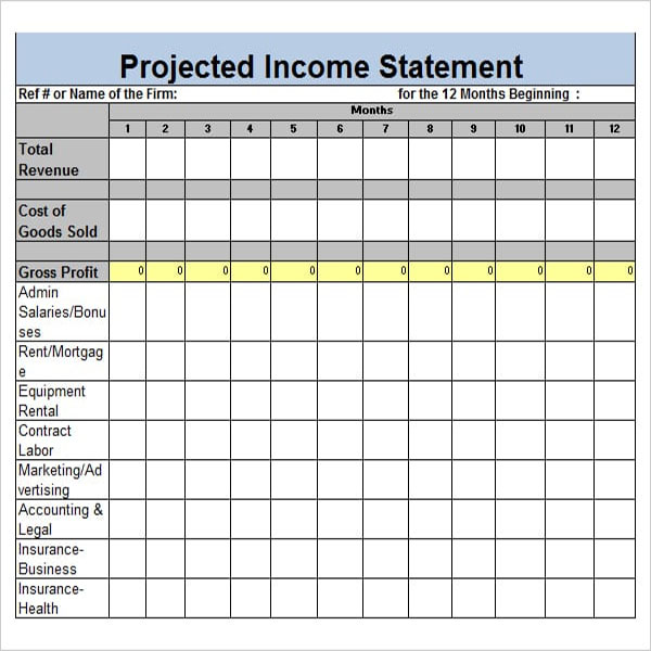 Business Blank Income Statement Template 