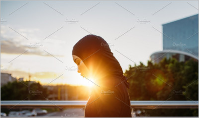 Arabic woman runner outdoors - Stock Photos