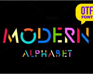 Modern stylized font.