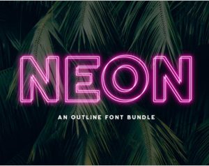 Neon Outline Font Bundle