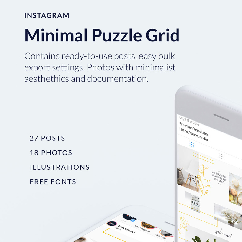 Minimal Instagram Puzzle Grid Social Media