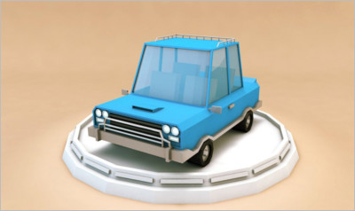 Cartoon Family Car Low Poly 3D Model