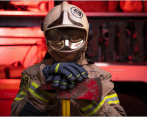 Image of man fireman in helmet