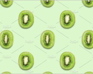 Kiwi slice tropical seamless pattern