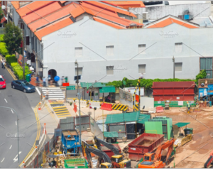 Street construction site Singapore