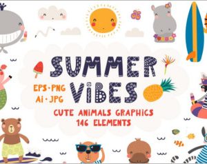 Summer Vibes Cute Animals Graphics